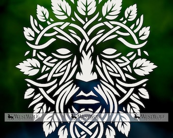 Green Man or Celtic Forest God Design Digital Download - SVG Vector Graphic Art + png dxf jpg Files Cricut/Laser/T-Shirt Printing/Patterns