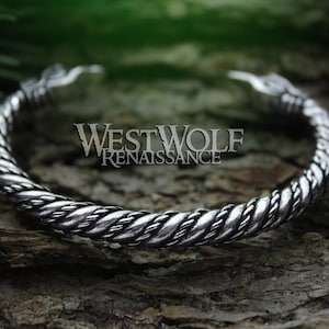 Silver Viking Raven Torc With Odin's Ravens Hugin and Munin --- Norse ...