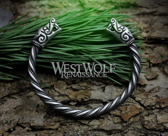 Silver Viking Snake Bracelet/Torc/Torque -- Norse/Medieval/Jewelry/Ragnar/Skyrim  | eBay