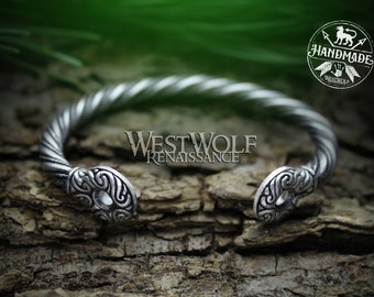 Silver Celtic Gallia Torc or Bracelet --- Irish/Gaelic/Iron Age/Medieval/Viking/Norse/Jewelry/Skyrim