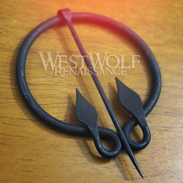 Hand-Forged Black Steel Double Leaf Brooch