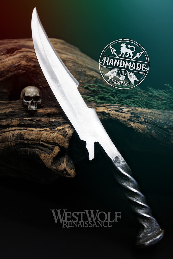 Hand-forged Steel Railroad Spike Knife With Twisted Handle - Large