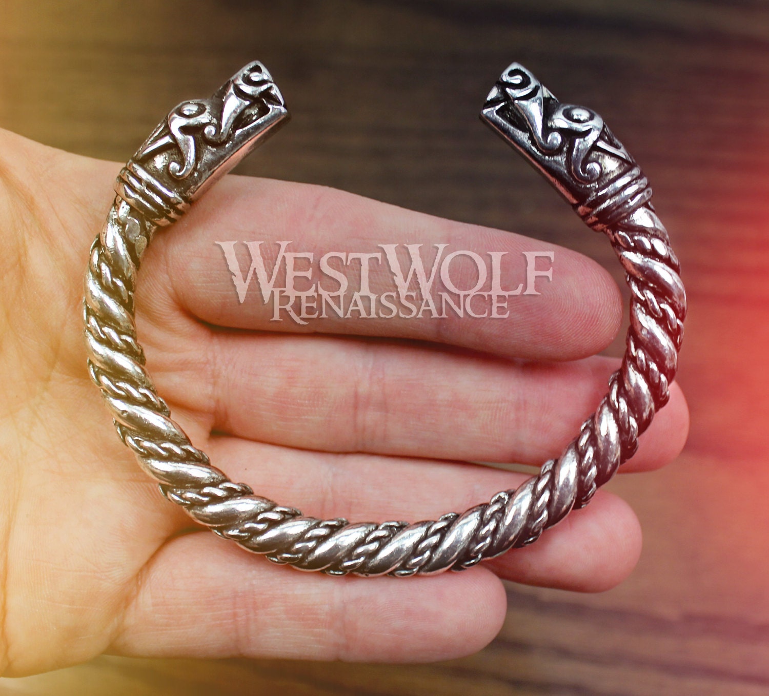 Bracciale Drago Doppia Testa Uomo, Acciaio Inossidabile Nastro D'oro Norse Vichingo Polsino Regolabile Fresco Lucido Twisted Braccio Anello Cavo - Foto 3