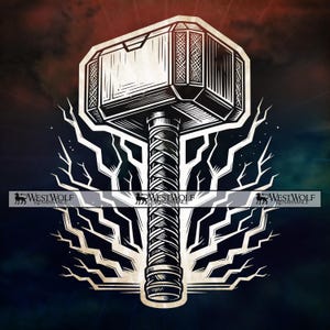 Viking Mjölnir Thor Hammer Design - Original SVG Vektorgrafik + png dxf jpg-filer - Cricut/Lasergravyr/T-shirttryck/dtf/dtg