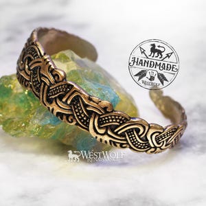 Bronze Viking Dragon Knot Bracelet or Torc in the Mammen Art Style - Jewelry for Men or Women --- Nordic/Cuff/Oath Ring/Gift