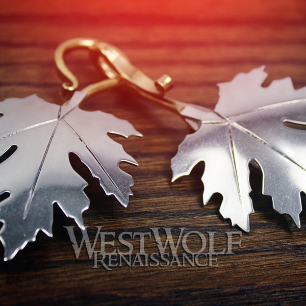 Maple Leaf Cloak Pins/Clasps Set - Made of White Bronze -- Elven Leaves/Fantasy/Celtic/Forest/Nature