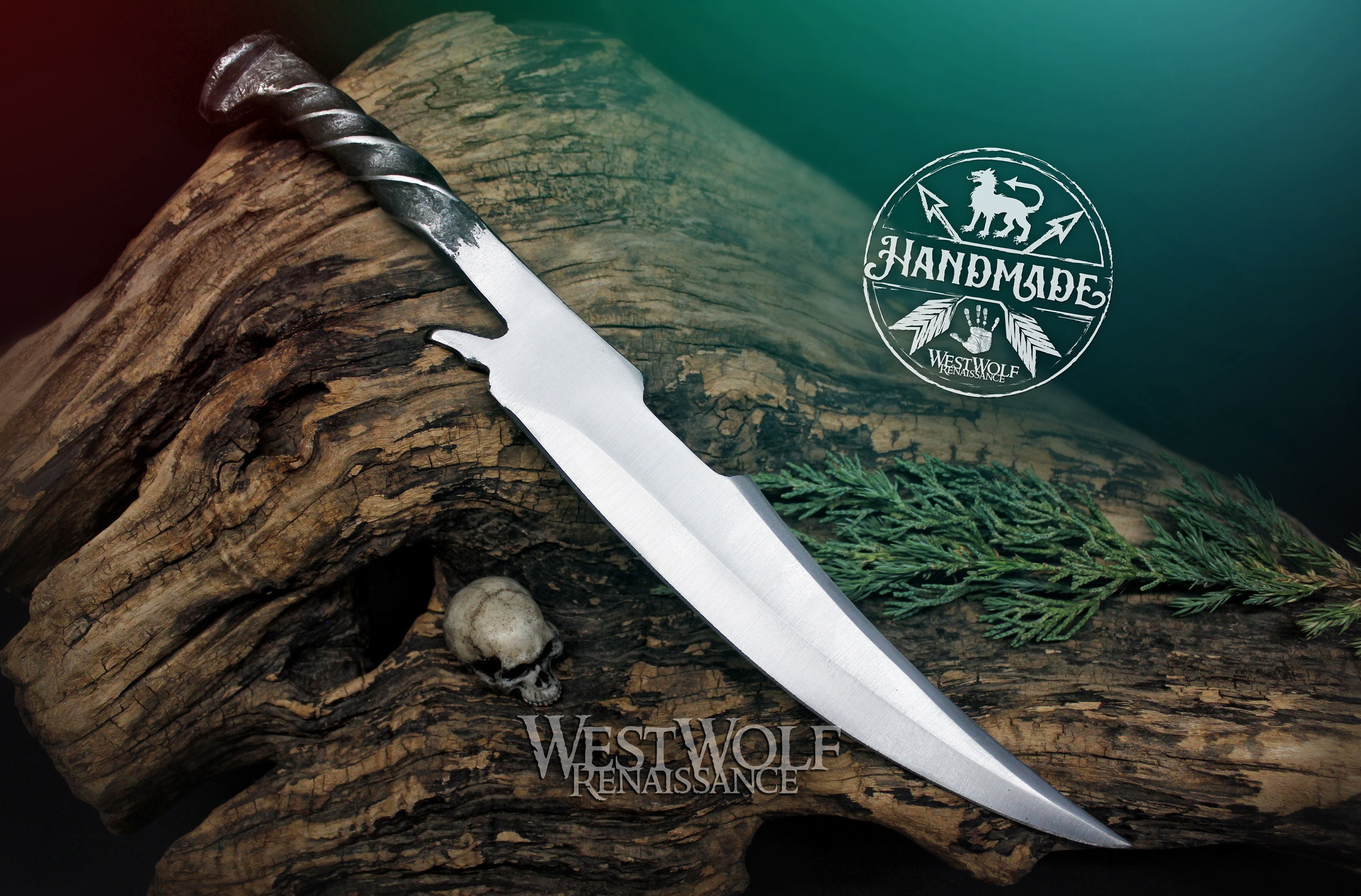 Hand-forged Steel Railroad Spike Knife With Twisted Handle - Large