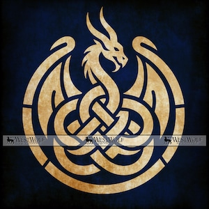 Design de nó de dragão celta - Arte gráfica vetorial SVG original + arquivos PNG, DXF e JPG - Cricut/Gravação a laser/Impressão em camisetas/Padrões