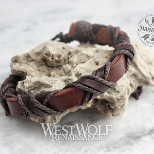 Leather Viking &quot;X&quot; Bracelet - Adjustable Size - Simple Berserker &quot;X&quot; Pattern - Made of Leather and Rope --- Wrist Cuff/Jewelry