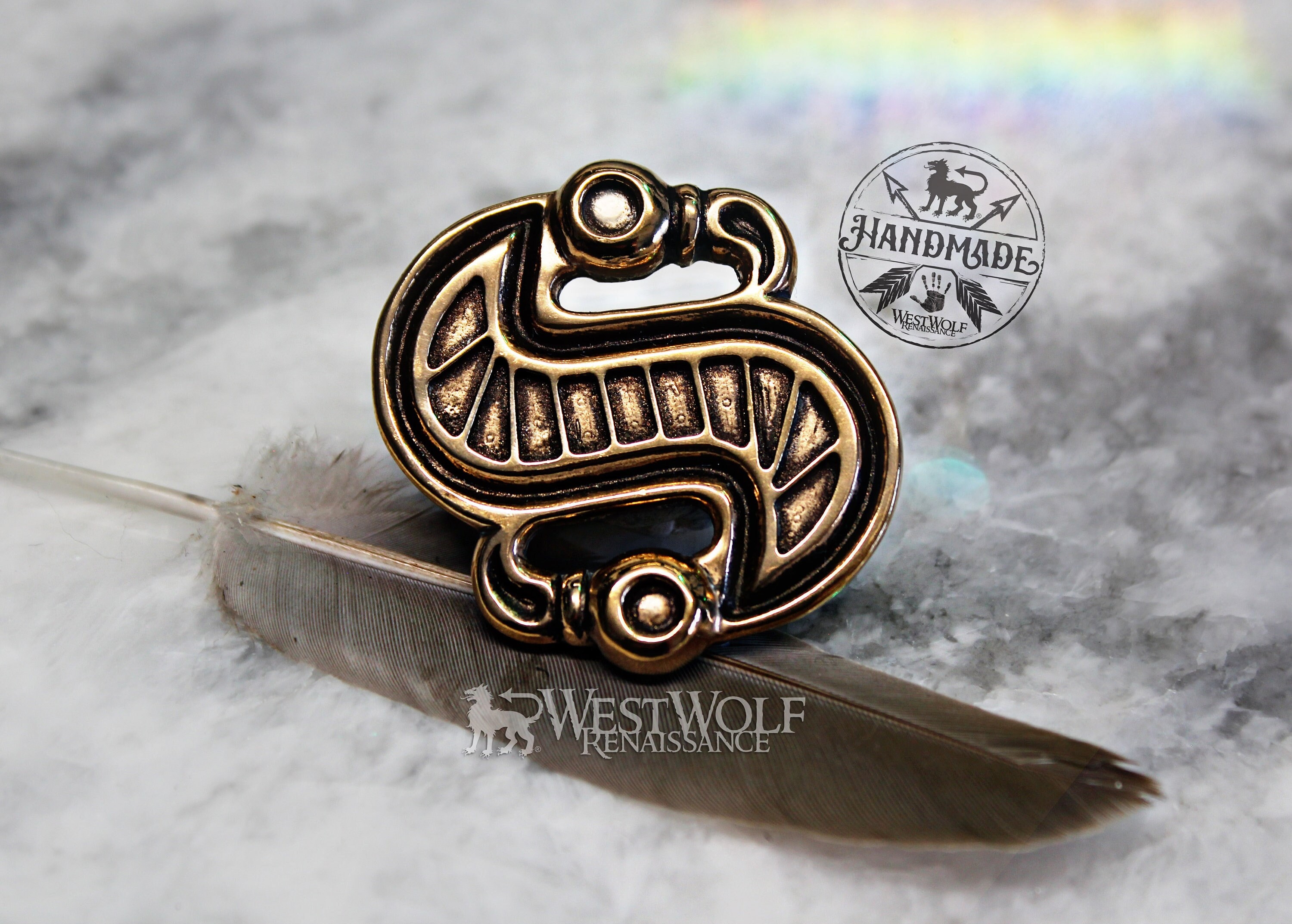 Bronze Viking Ravens Brooch - Hugin and Munin Odin's Ravens Design in "S" Shape --- Norse/Pagan/Scandinavian/Cloak Pin