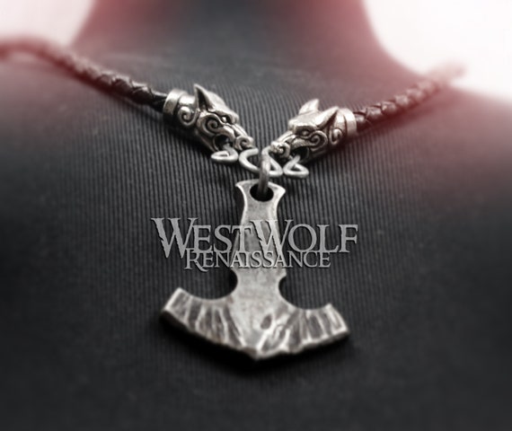 Pendentif Tête De Loup Noir - Chaîne Métal D'environ 36-40 Cm - Style Viking - Neuf