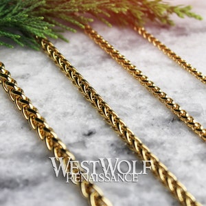 Cadenas trenzadas estilo trigo para colgantes en varios tamaños - Acero inoxidable de alta calidad --- Vikingo/Celta/Collar/Oro/Bronce/Joyería