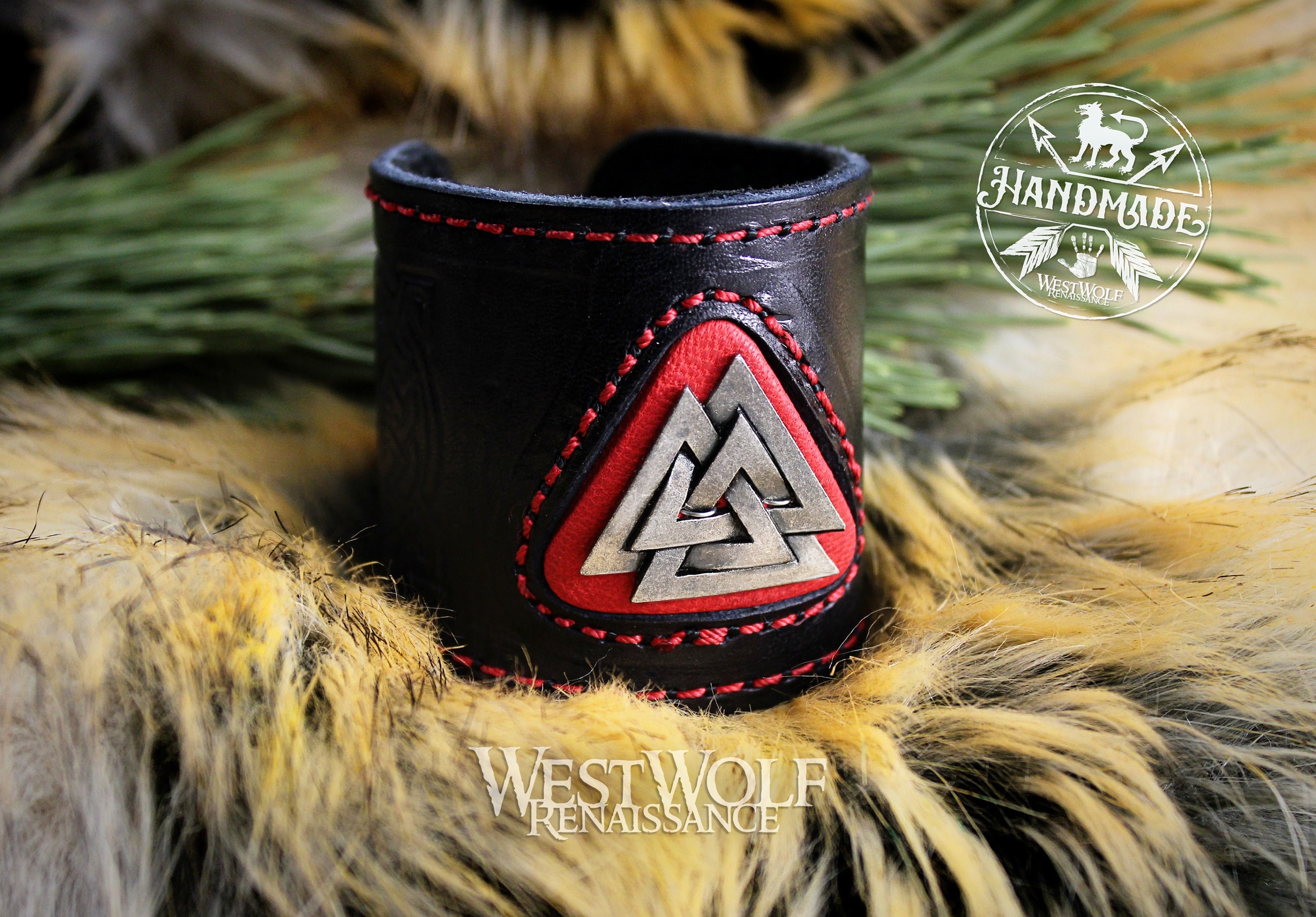  Hand-made in Ukraine Valknut Black Leather Viking Bracelet -  Gift for Men - Mens Leather Cuff Bracelets Wristbands - Viking Genuine  Leather Punk Lv Axe Сuffs Wristband - Size 6-7 inch