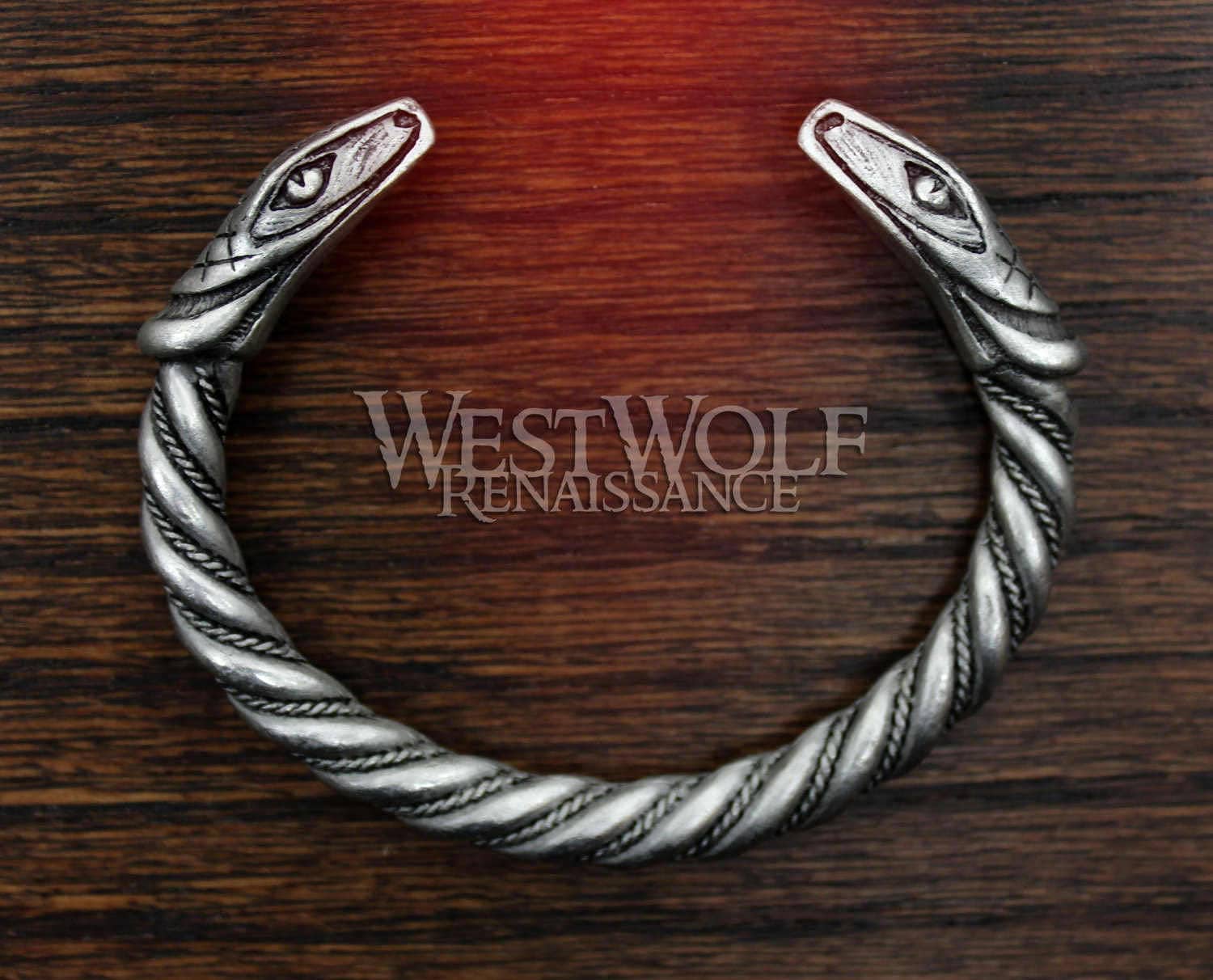 Silver Viking Snake Bracelet - Twisted Serpent Bangle -- Norse