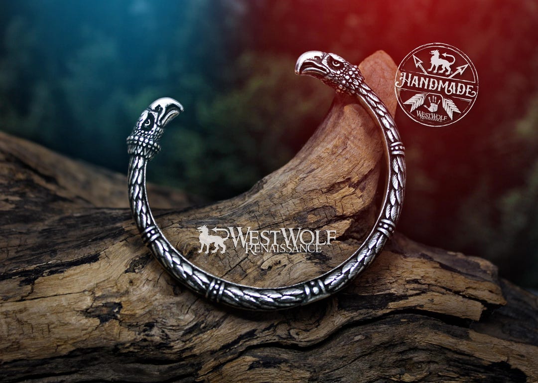 Viking American Eagle Head Torc Bracelet --- Norse/scandinavian