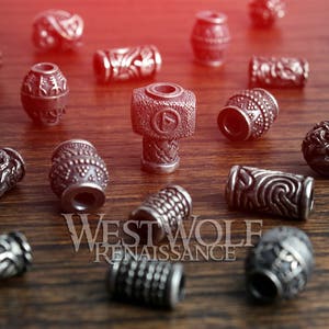 Silver Viking Jewelry / Beard Beads --- Norse/Scandinavian/Designs/Raven/Thor/Hammer/Rune/Shield/Knot/Bead/Necklace/Pendant