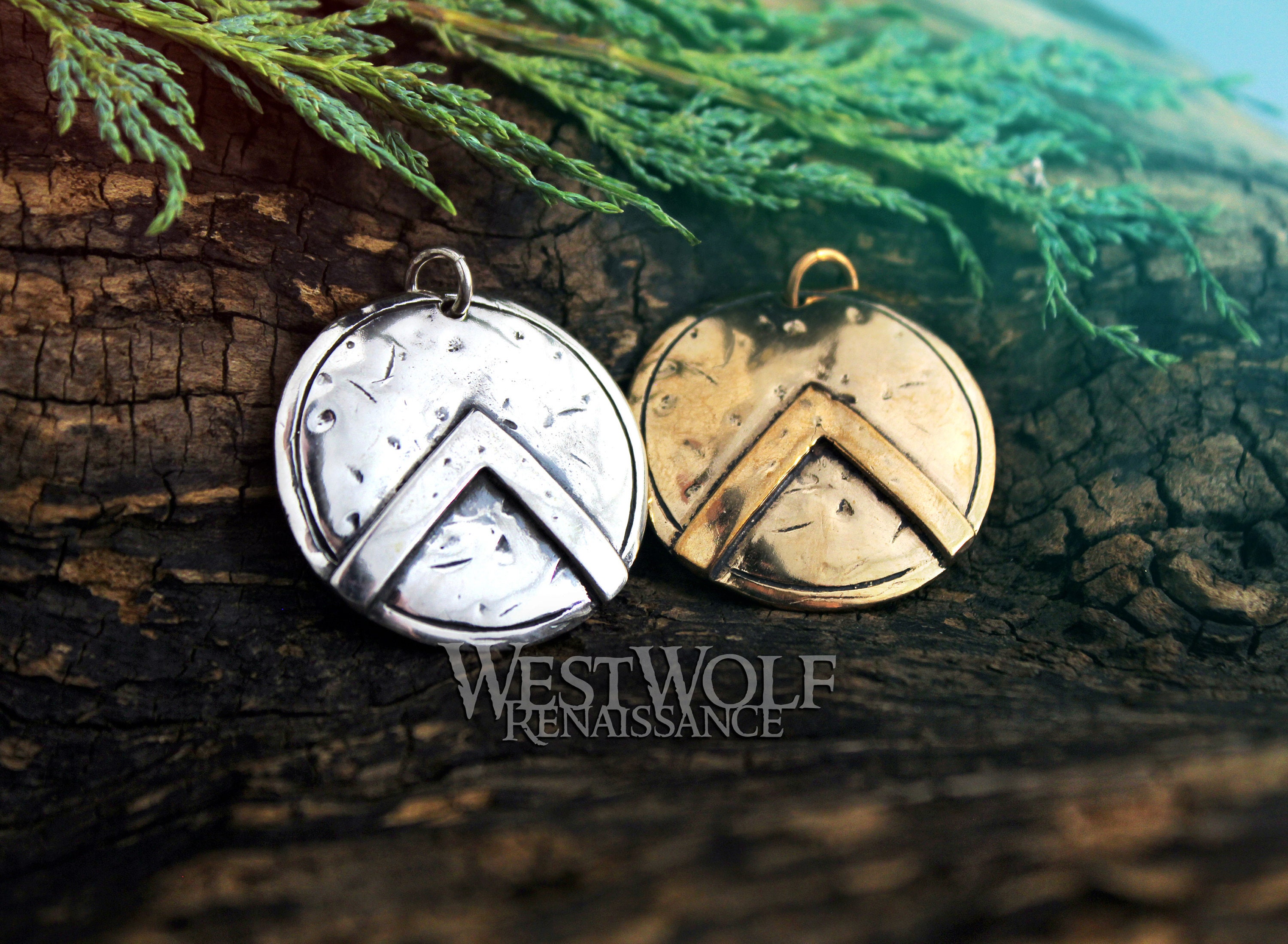 Greek Spartan Shield Pendant in Sterling Silver or Bronze --- Leonidas/300/Lambda/Symbol/Warrior/Protection/Amulet/Necklace/Jewelry/Skyrim