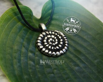 Midgard Serpent Spiral Pendant - Norse Mythology Jewelry --- Viking Dragon/World Serpent/Jormungandr/Worm/Silver/Necklace
