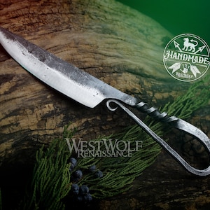 Hand-Forged Steel Medieval Style All-Purpose Dining or Feast Knife --- Celtic/Viking/Norse