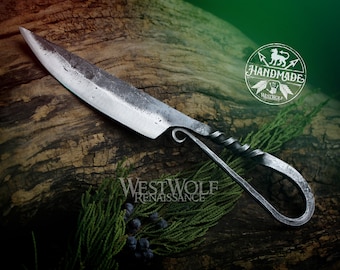 Hand-Forged Steel Medieval Style All-Purpose Dining or Feast Knife --- Celtic/Viking/Norse