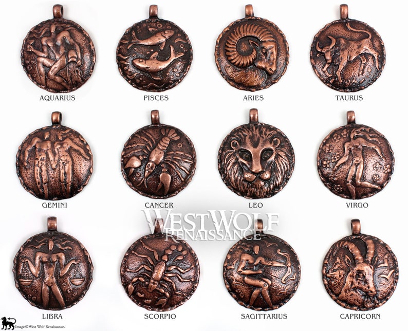 Zodiac Symbol Pendants Made of Copper Horoscope Etsy