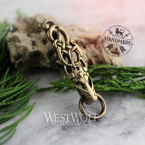 Viking Dragon Belt Mount with Ring --- Buckle/Norse/Scandinavian/Celtic/Pagan/Knotted Art/Clothing/Hardware/Accessory