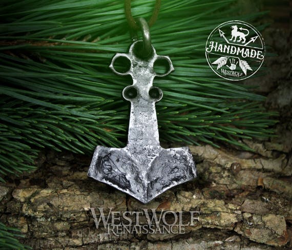 Hand-Forged Steel Thor's Hammer Pendant Mjolnir/Viking/Norse/Asgard/Odin/Gods 