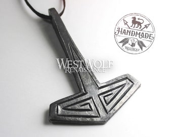 Hand-Forged Viking MJOLNIR Thor's Hammer Pendant with Hammered Line Details - Norse/Medieval/Jewelry/Skyrim