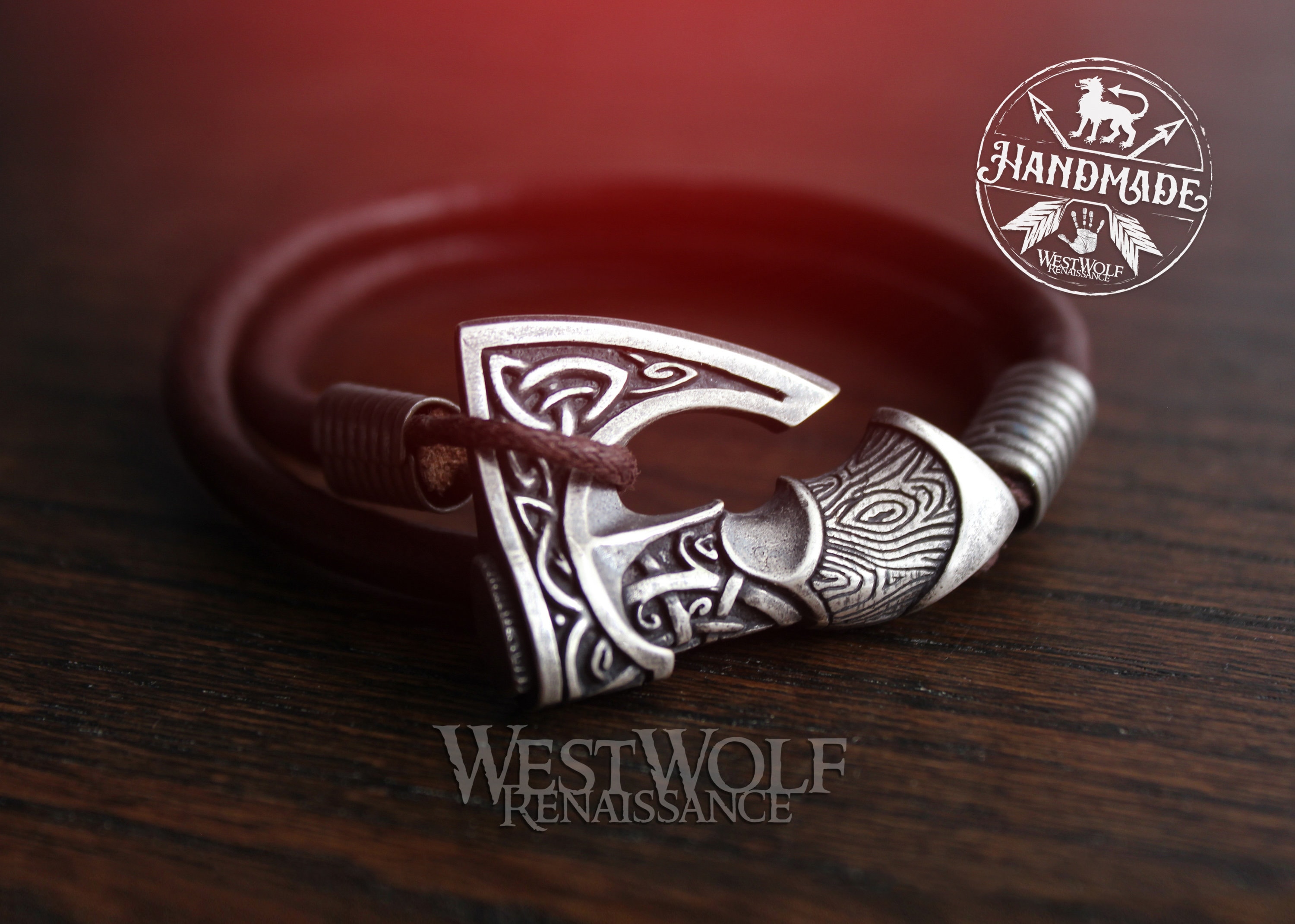 Viking Leather Axe Bracelet in Multiple Sizes - Perun's Axe