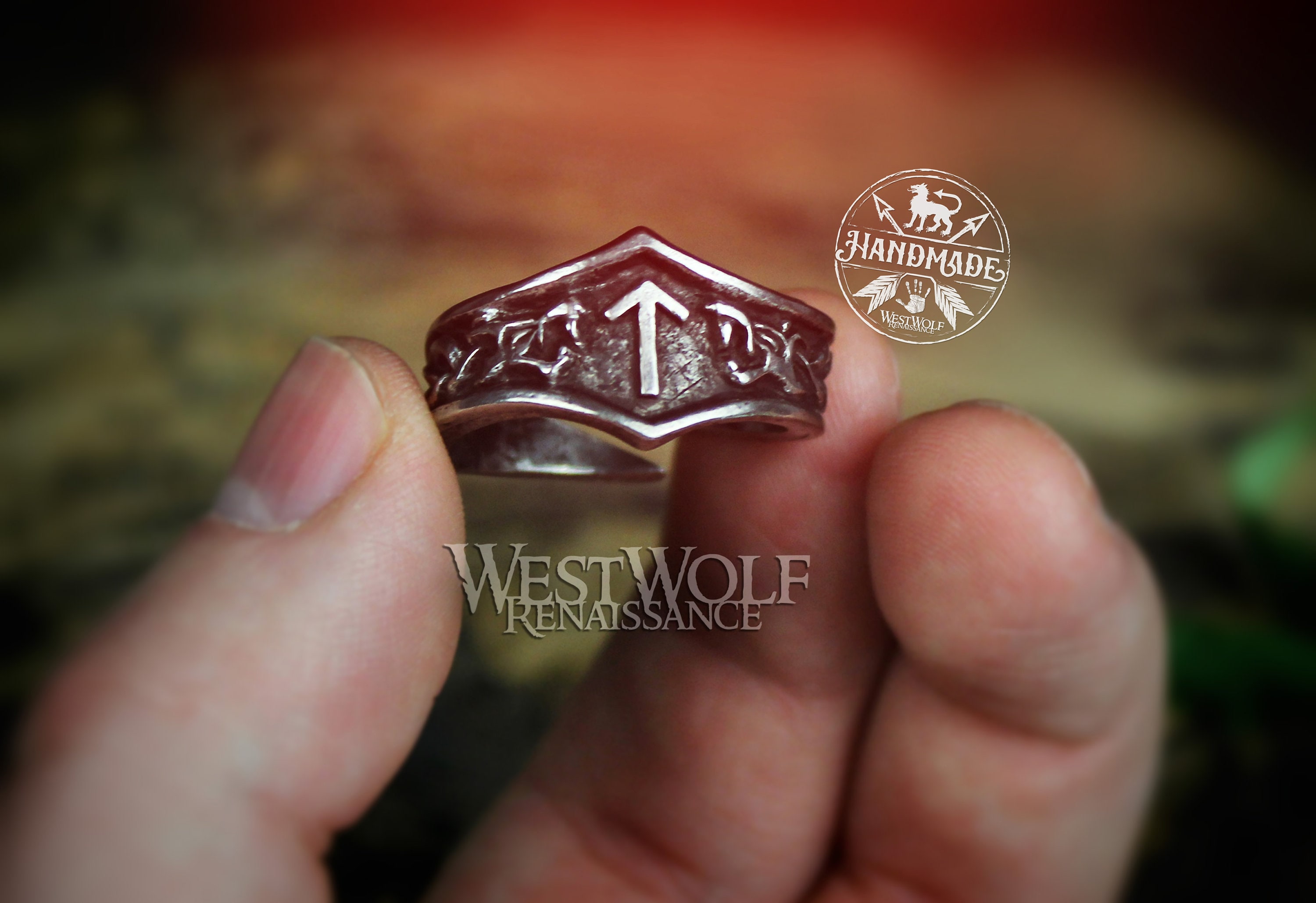 Viking Rune Ring - Your Choice of Rune Symbol - Adjustable US Sizes 9-13 --- Norse/Norway/Iceland/Scandinavian/Medieval/Nordic/Runic/Band