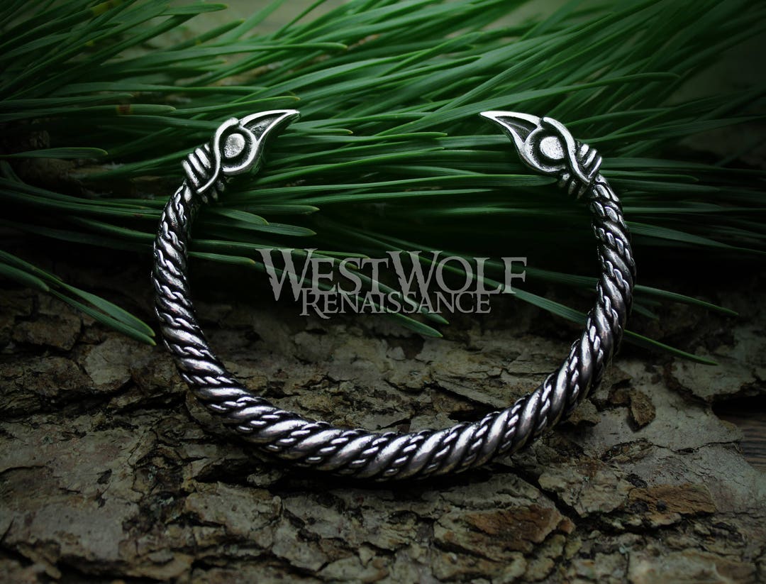 Silver Viking Raven Torc With Odin's Ravens Hugin and Munin --- Norse ...