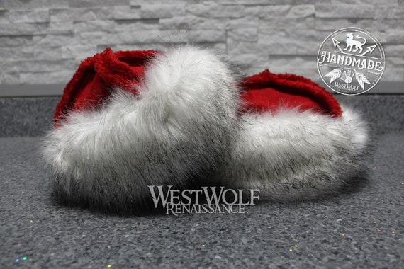 White Fox Fur-Trimmed Viking Hat - (Faux Fur)