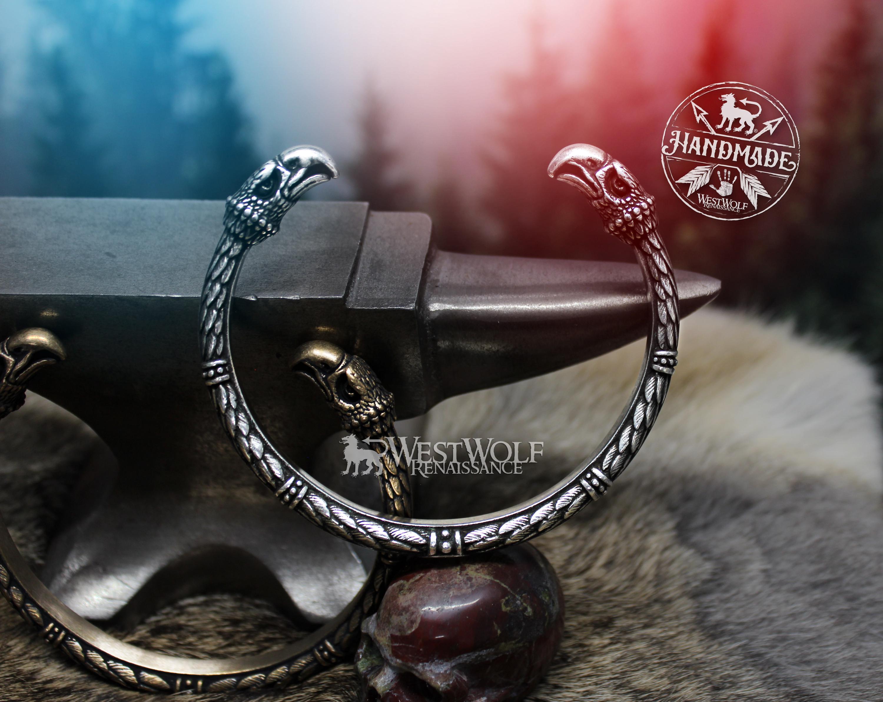 Viking American Eagle Head Torc Bracelet --- Norse/scandinavian