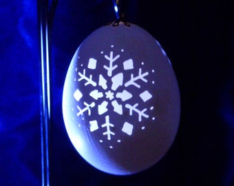 Hand-Carved Duck Egg: Snowflake Ornament (#134)