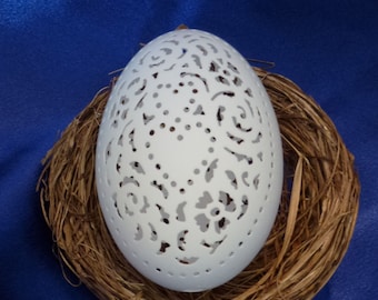Hand-Carved Goose Egg: Victorian Love (#138)