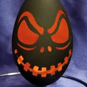 Hand-Carved Goose Egg: Halloween Jack (#79)