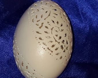 Hand-Carved Goose Egg: Filigree Wrap (#58)