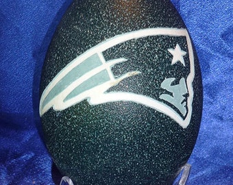 Hand-Carved Emu Egg: #1 New England Patriots (#99)
