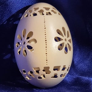 Hand-Carved Goose Egg: Daisy (#101)