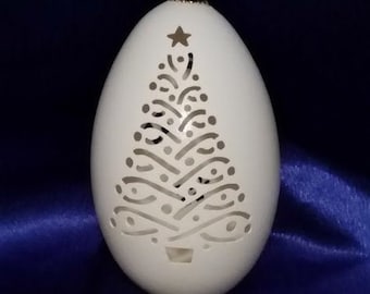 Hand-Carved Goose Egg: Celtic Tree  (#71)