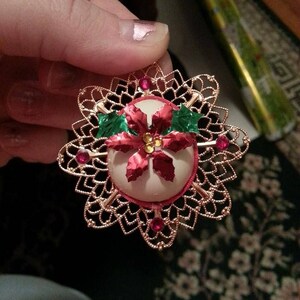 Huevo Quale hecho a mano: Adorno de Poinsettia (#120)