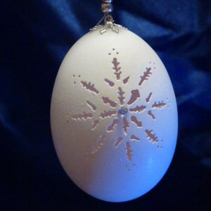 Hand-Carved Duck Egg: Snowflake  (#31)