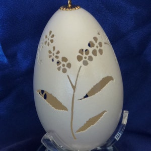 Hand-Carved Goose Egg: Forget Me Not (#116)