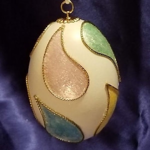 Hand-Carved Duck Egg: Colored Tears (#72)