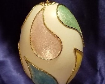 Hand-Carved Duck Egg: Colored Tears (#72)
