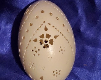 Hand-Carved Goose Egg: Flower Crown (#64)
