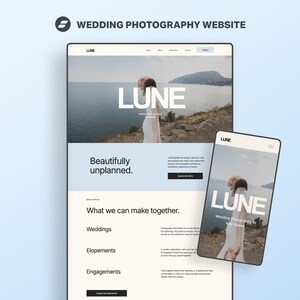 Showit Website Template for Wedding Photographers, LUNE Editorial Portfolio