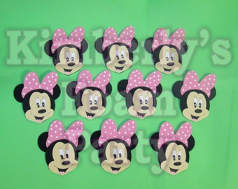 10 Minnie Mouse Pink Bow Foam Cut Outs