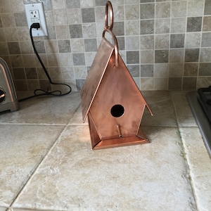 Copper Birdhouse w/ FlatRoof, Hanging, w/ Removable Bottom for Cleaning---Holiday Special Sale--