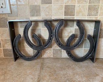 2 Horseshoe Shelf Brackets (Large Size)